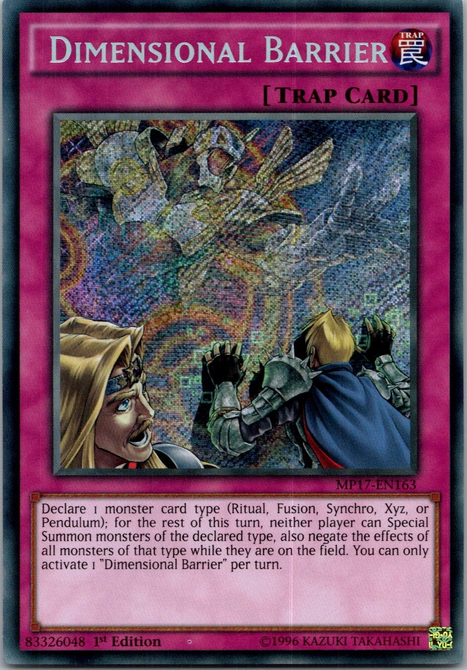 Yugioh Dimensional Barrier MP17-EN163 1st Edition Secret Rare NM