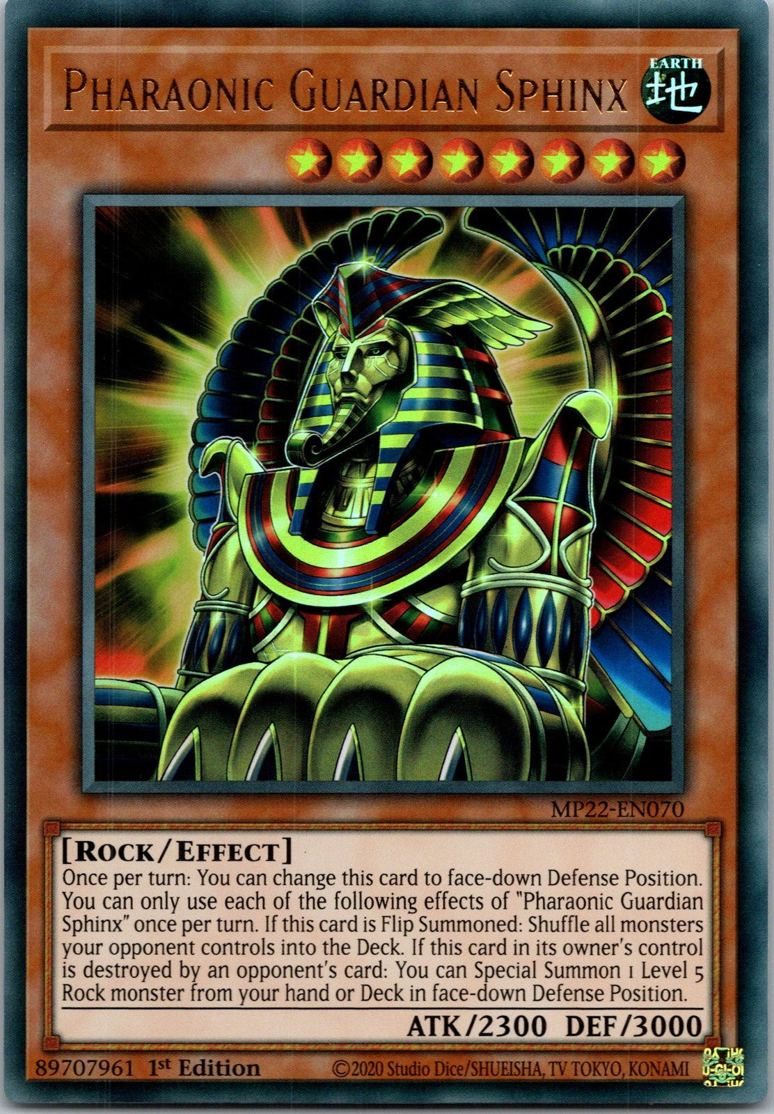 Yugioh Pharaonic Guardian Sphinx MP22-EN070 1st Edition Ultra Rare NM
