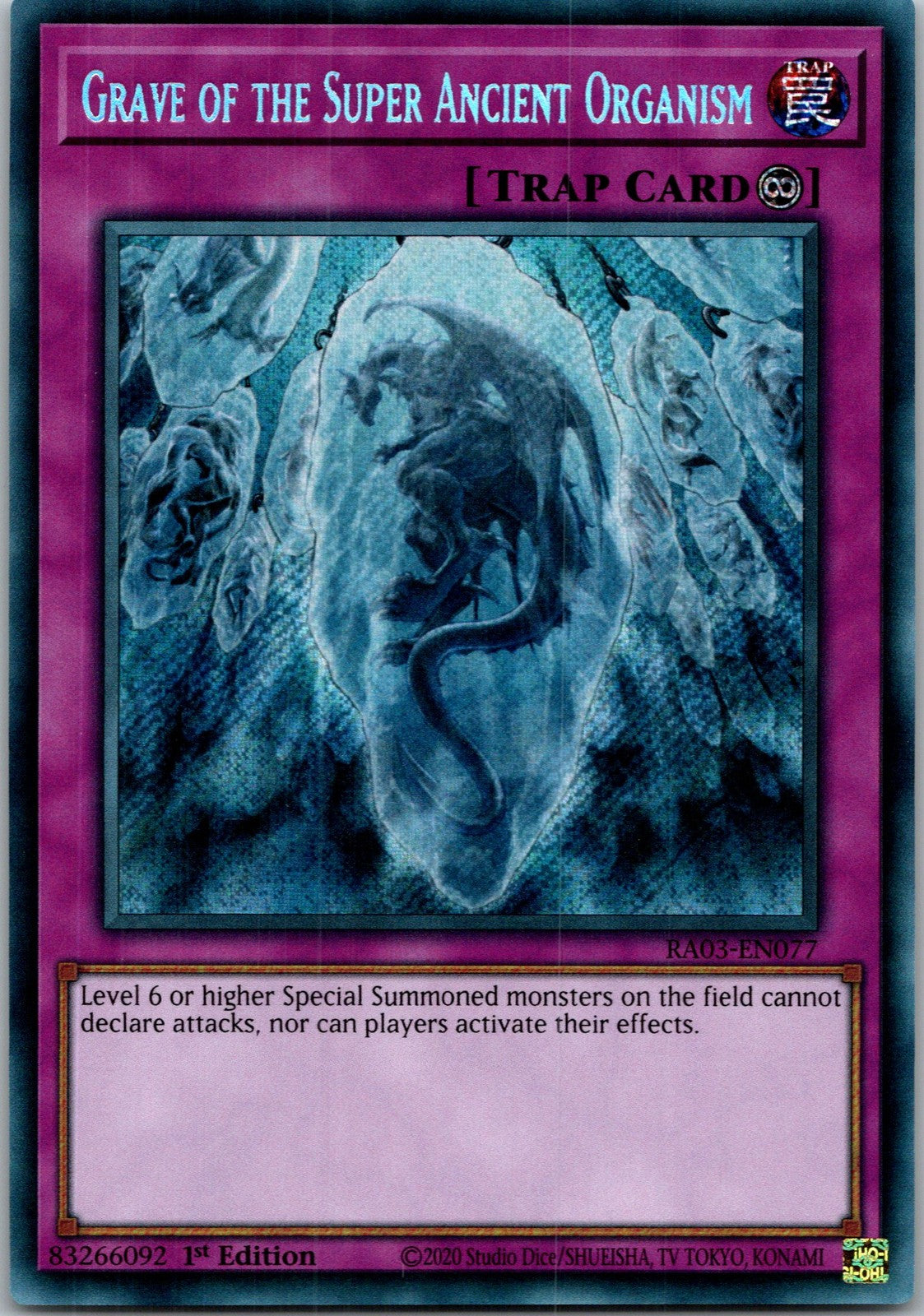 Yugioh Grave of the Super Ancient Organism RA03-EN077 1st Edition Secret Rare NM