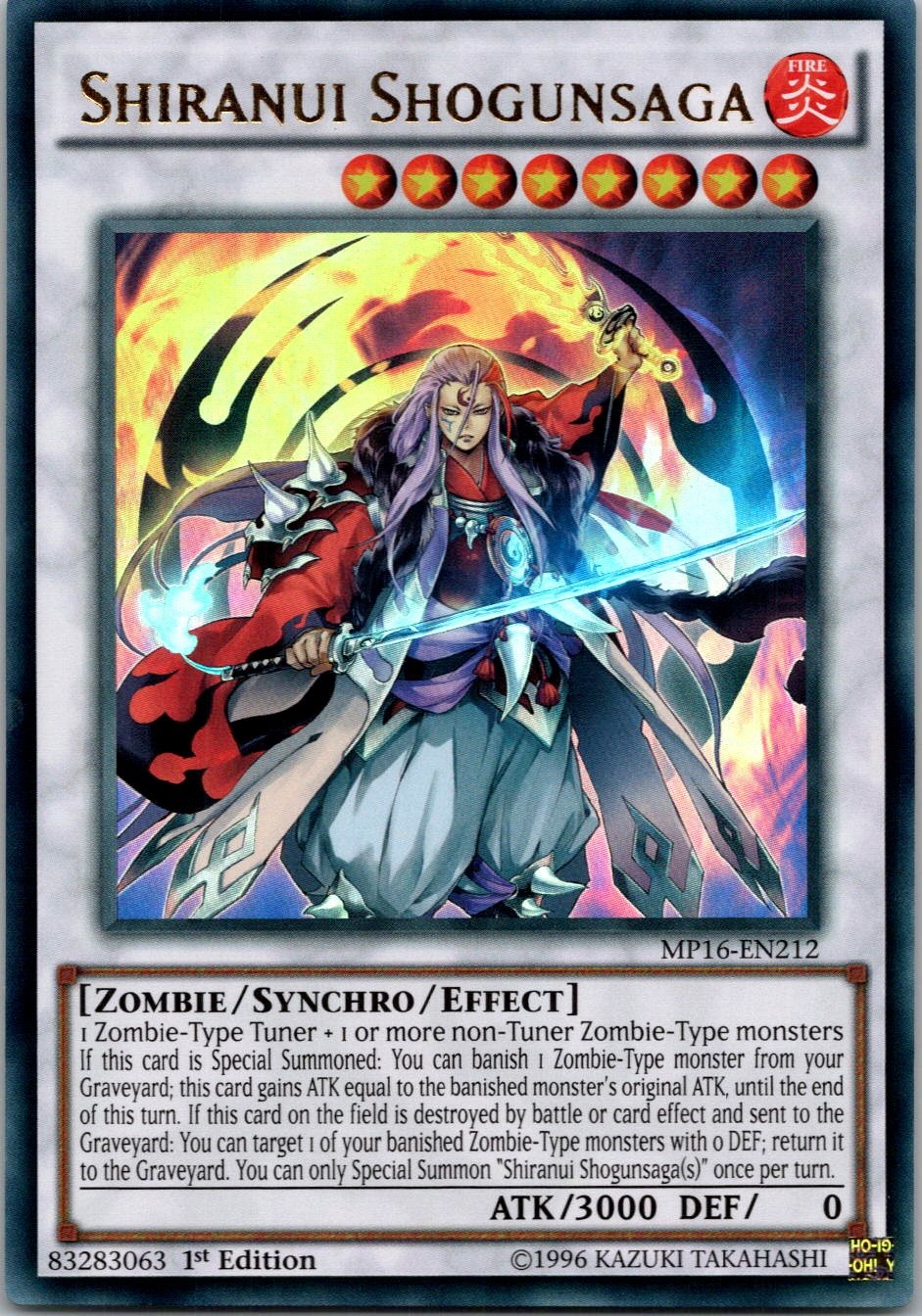 Yugioh Shiranui Shogunsaga MP16-EN212 1st Edition Ultra Rare NM
