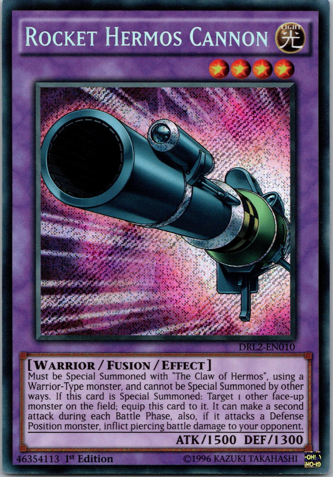 Yugioh Rocket Hermos Cannon DRL2-EN010 1st Edition Secret Rare NM