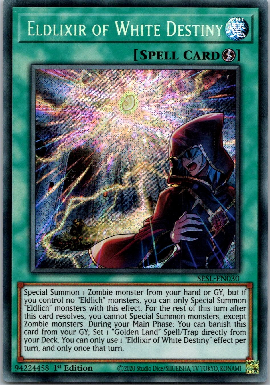 Yugioh Eldlixir of White Destiny SESL-EN030 1st Edition Secret Rare NM