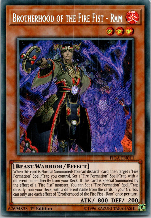 Yugioh Brotherhood of the Fire Fist - Ram FIGA-EN011 1st Edition Secret Rare NM
