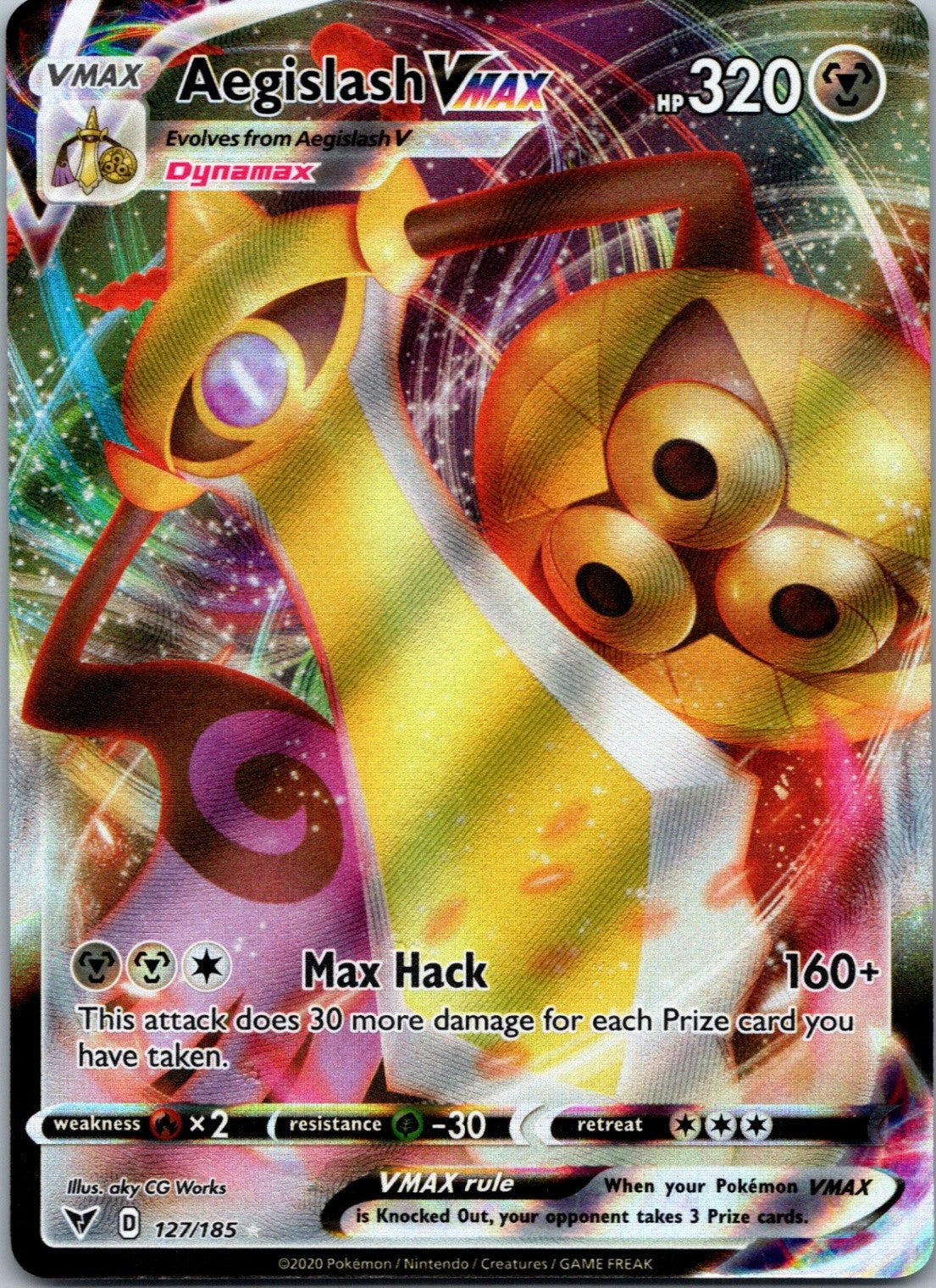 Pokemon Aegislash VMAX Ultra Rare Vivid Voltage 127/185 NM