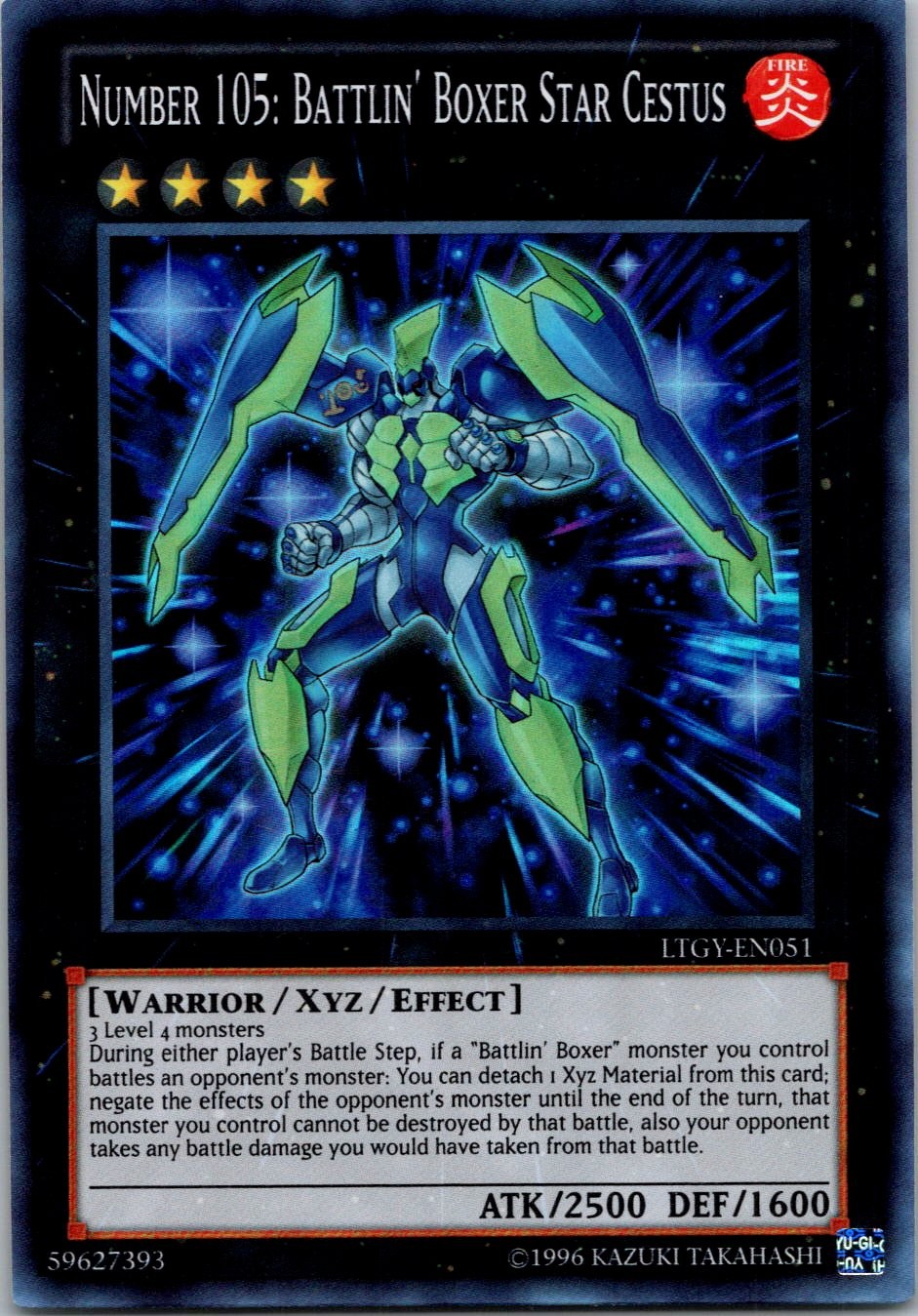 Yugioh Number 105: Battlin' Boxer Star Cestus LTGY-EN051 Super Rare NM