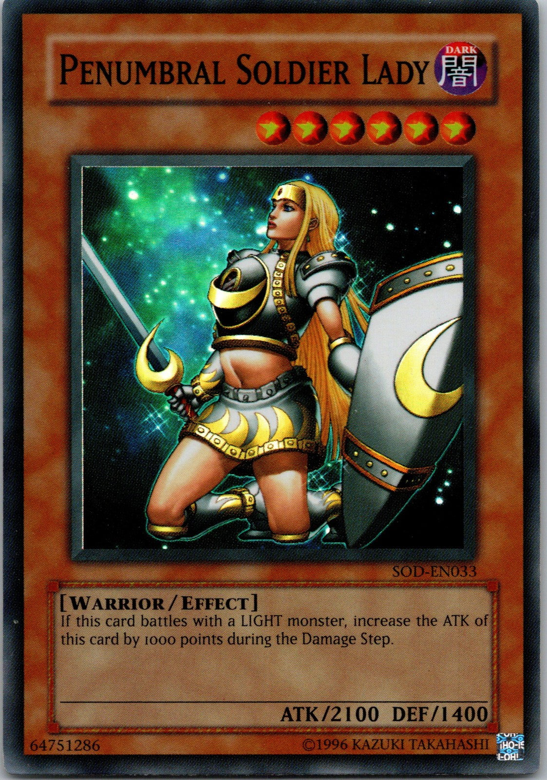 Yugioh Penumbral Soldier Lady SOD-EN033 1st Edition Super Rare NM