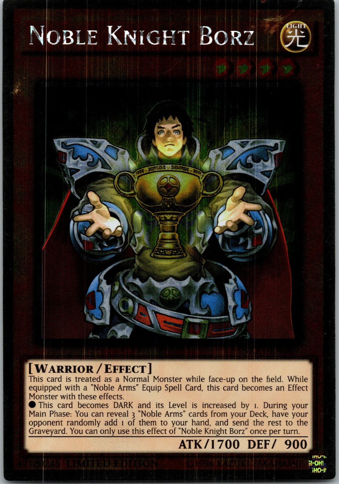 Yugioh Noble Knight Borz NKRT-EN009 Limited Edition Platinum Rare NM