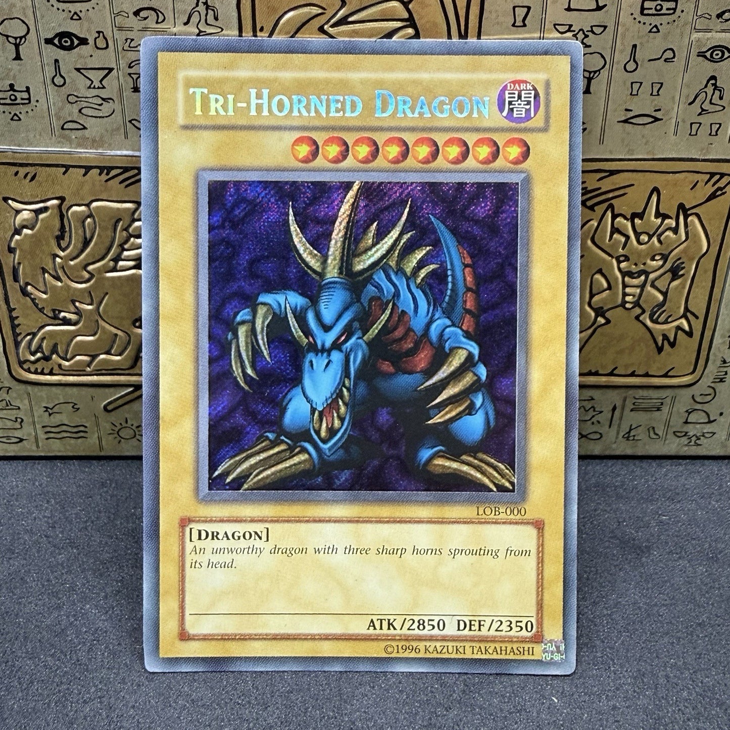 Yugioh Tri-Horned Dragon LOB-000 OG Print Secret Rare MP