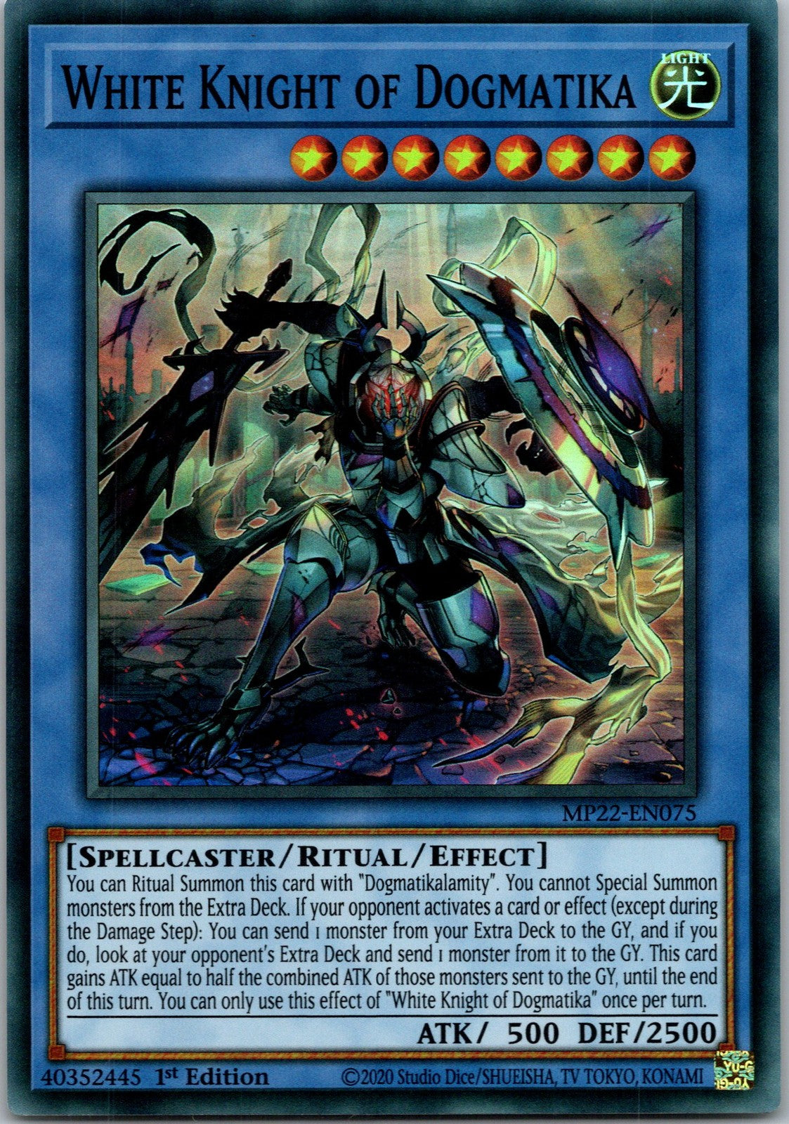 Yugioh White Knight of Dogmatika MP22-EN075 1st Edition Super Rare NM