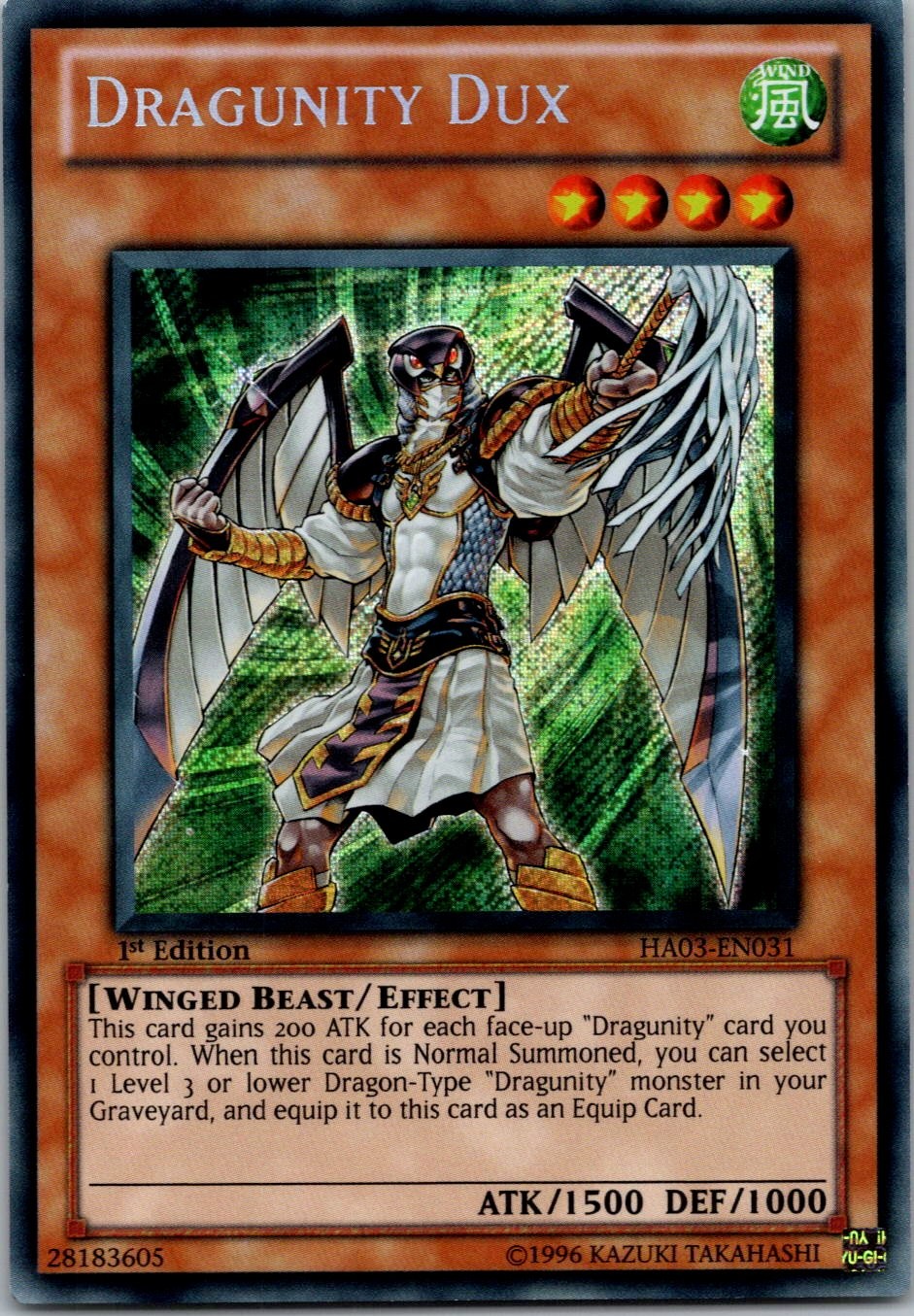 Yugioh Dragunity Dux HA03-EN031 1st Edition Secret Rare NM