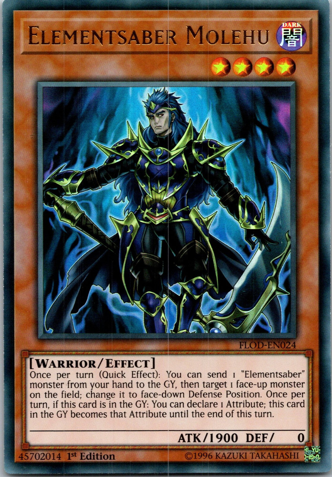 Yugioh Elementsaber Molehu FLOD-EN024 1st Edition Ultra Rare NM