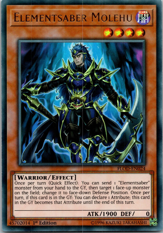 Yugioh Elementsaber Molehu FLOD-EN024 1st Edition Ultra Rare NM