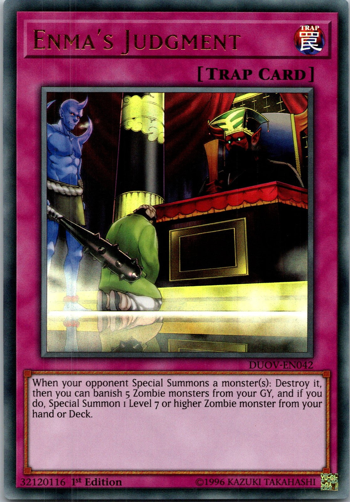 Yugioh Enma's Judgment DUOV-EN042 1st Edition Ultra Rare NM