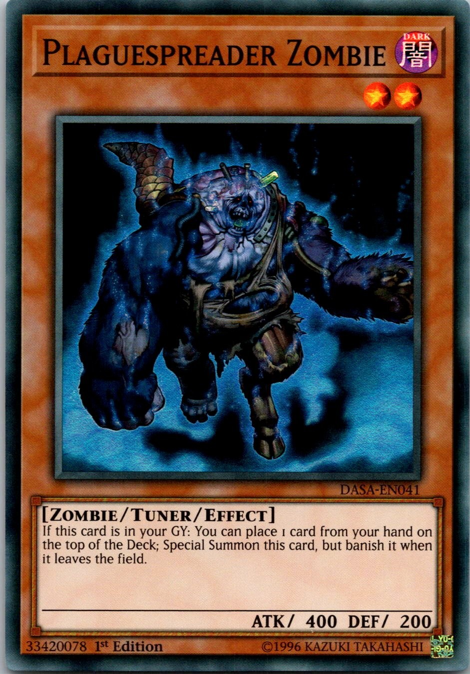 Yugioh Plaguespreader Zombie DASA-EN041 1st Edition Super Rare NM