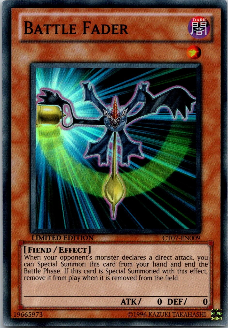 Yugioh Battle Fader CT07-EN009 Limited Edition Super Rare NM