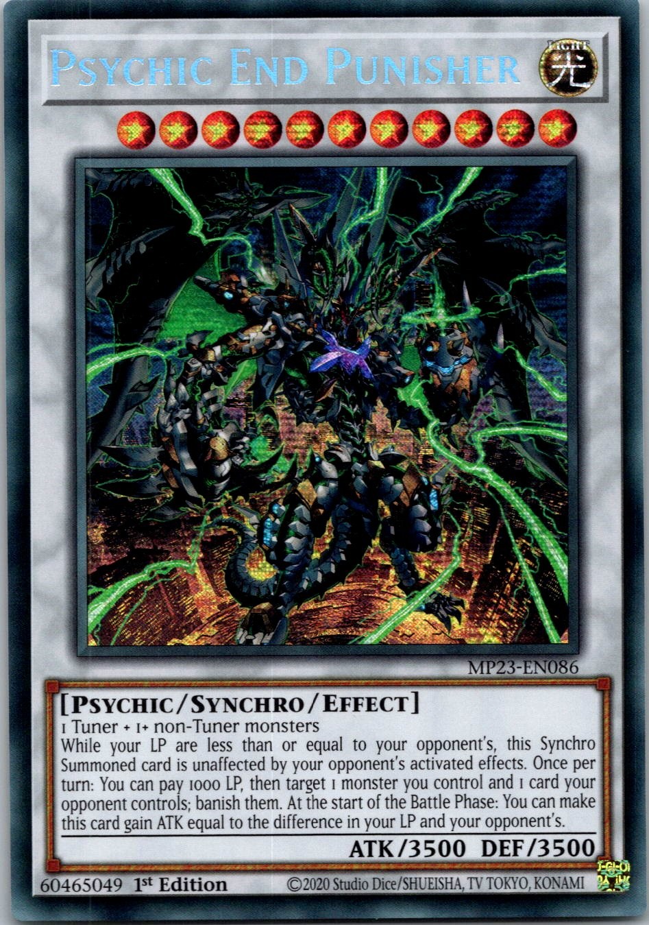 Yugioh Psychic End Punisher MP23-EN086 1st Edition Prismatic Secret Rare NM