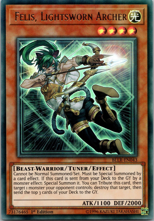 Yugioh Felis, Lightsworn Archer BLLR-EN043 1st Edition Ultra Rare NM