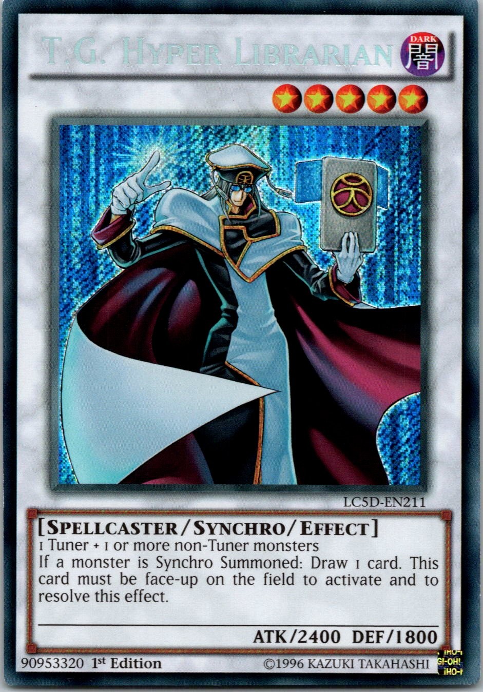 Yugioh T.G. Hyper Librarian LC5D-EN211 1st Edition Secret Rare NM