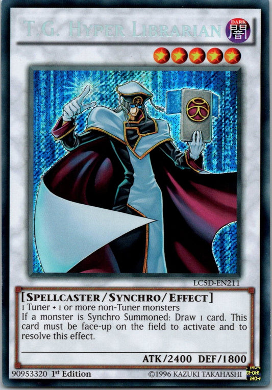 Yugioh T.G. Hyper Librarian LC5D-EN211 1st Edition Secret Rare NM