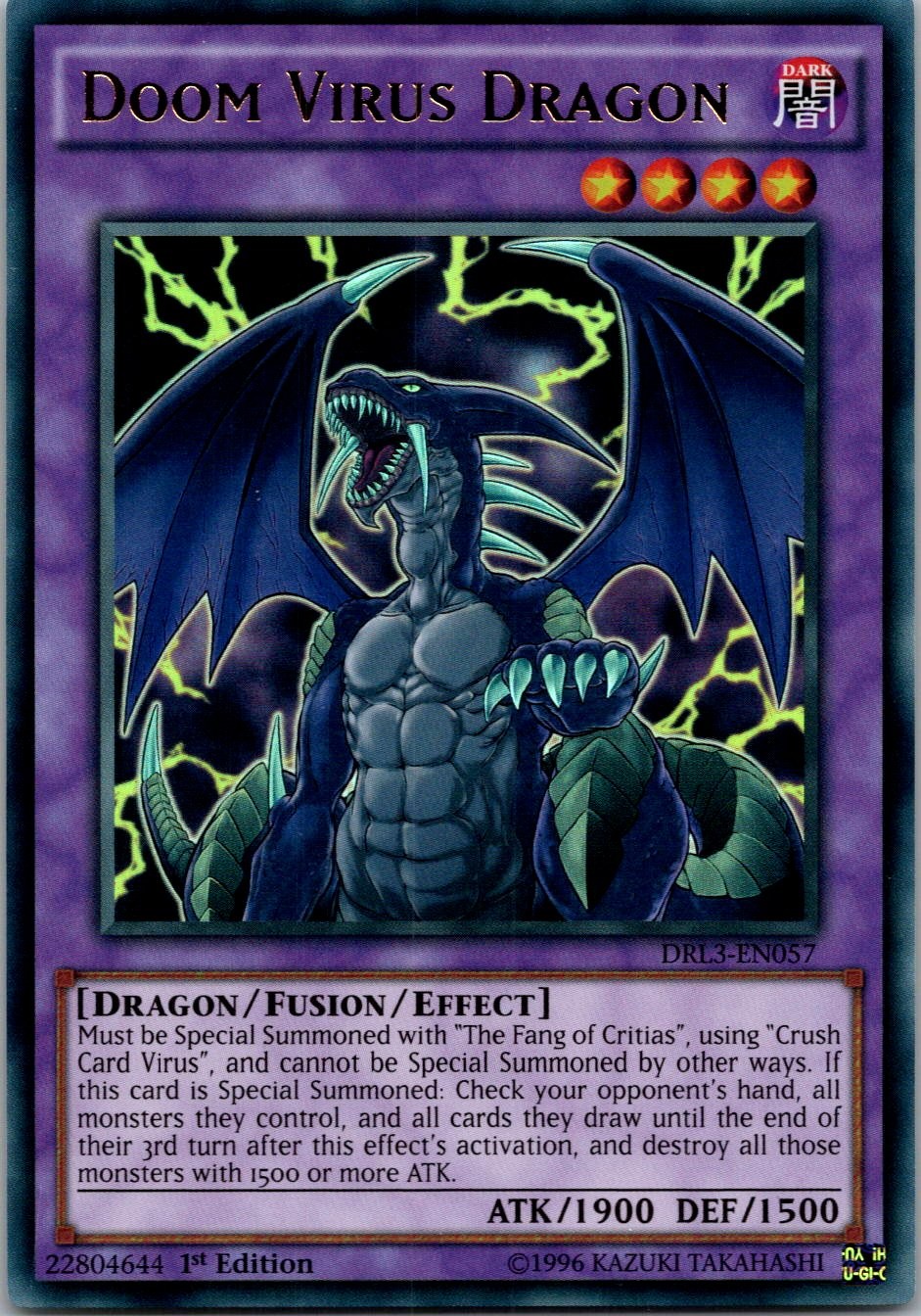 Yugioh Doom Virus Dragon DRL3-EN057 1st Edition Ultra Rare NM