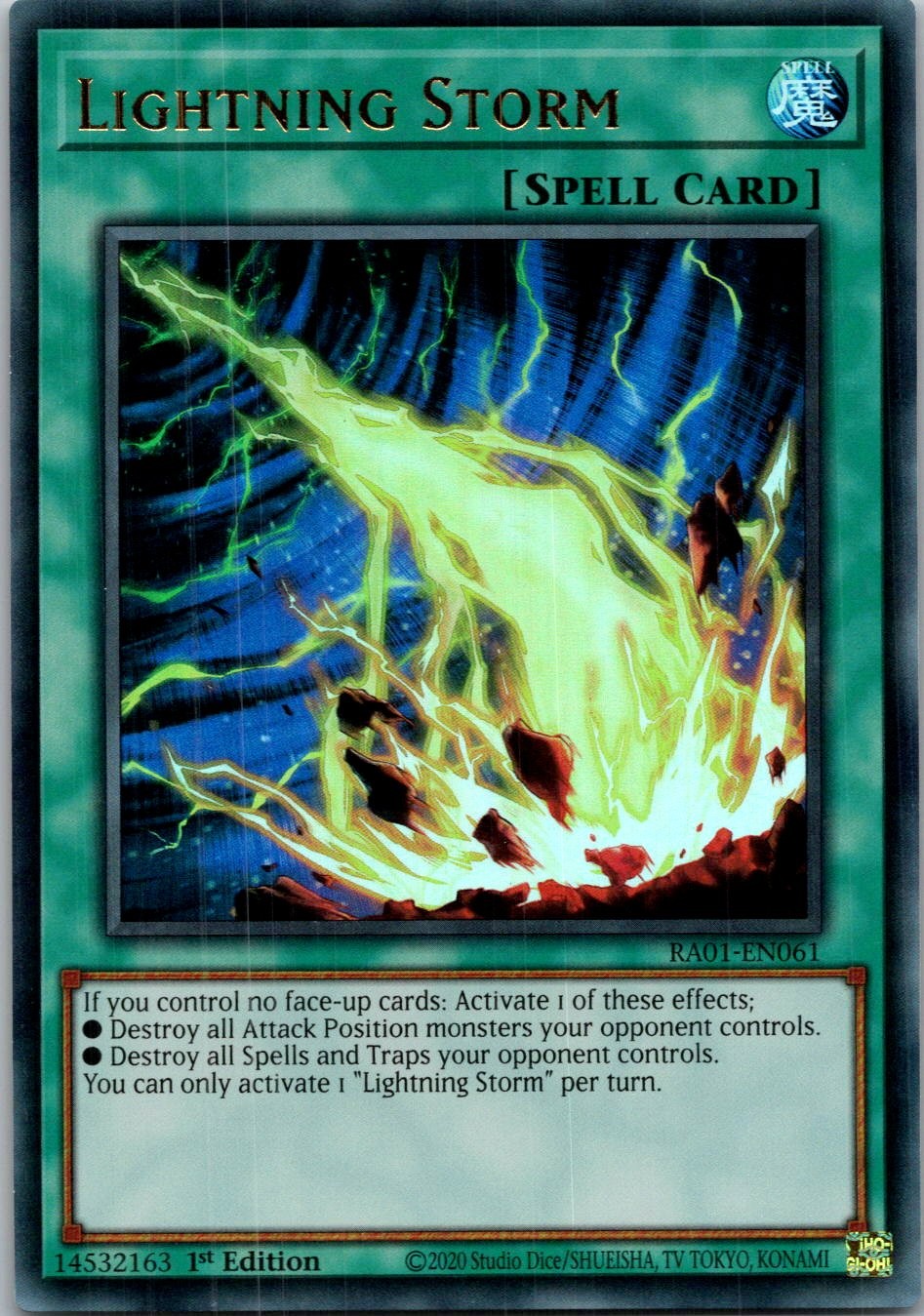 Yugioh Lightning Storm RA01-EN061 1st Edition Ultra Rare NM