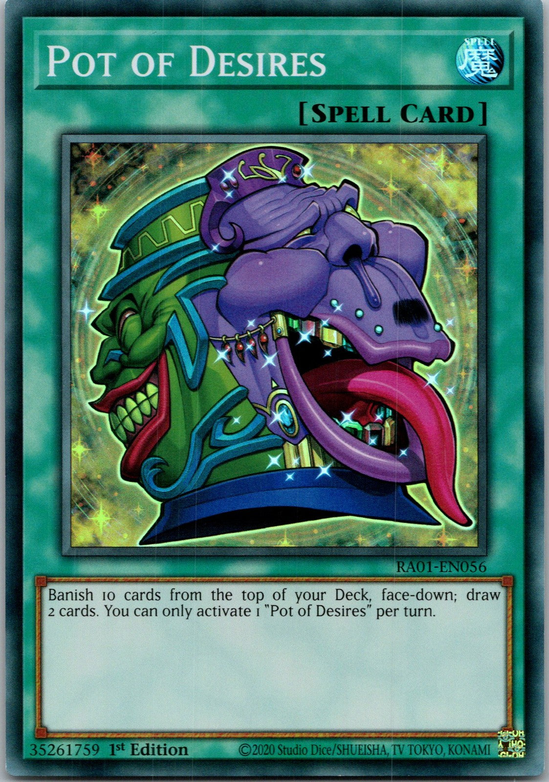Yugioh Pot of Desires RA01-EN056 1st Edition Super Rare NM