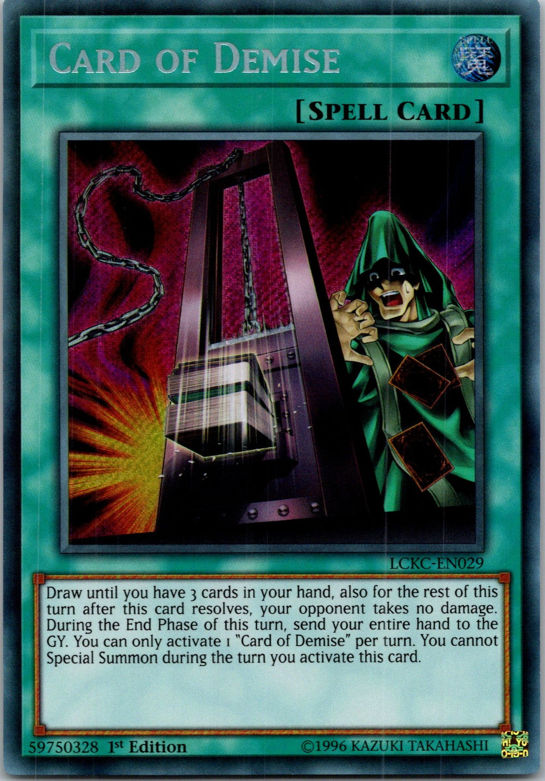 Yugioh Card of Demise LCKC-EN029 1st Edition Secret Rare NM