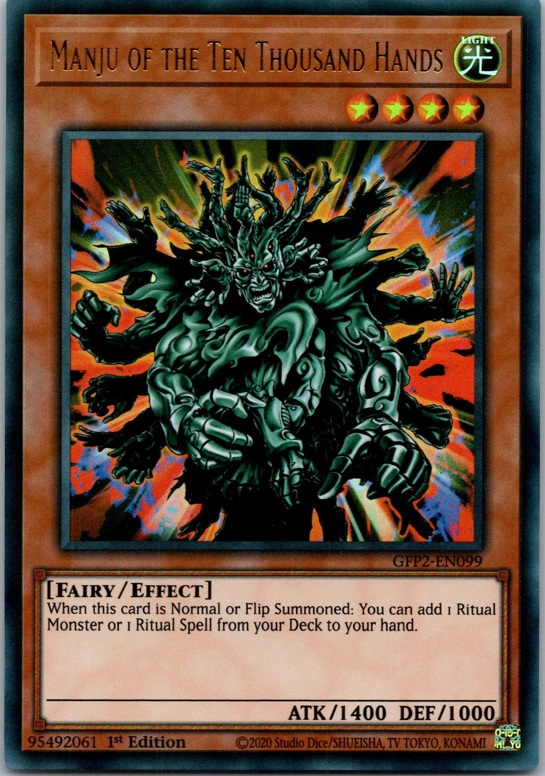 Yugioh Manju of the Ten Thousand Hands GFP2-EN099 1st Edition Ultra Rare NM