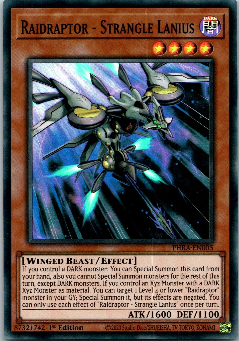 Yugioh Raidraptor - Strangle Lanius PHRA-EN005 1st Edition Super Rare NM