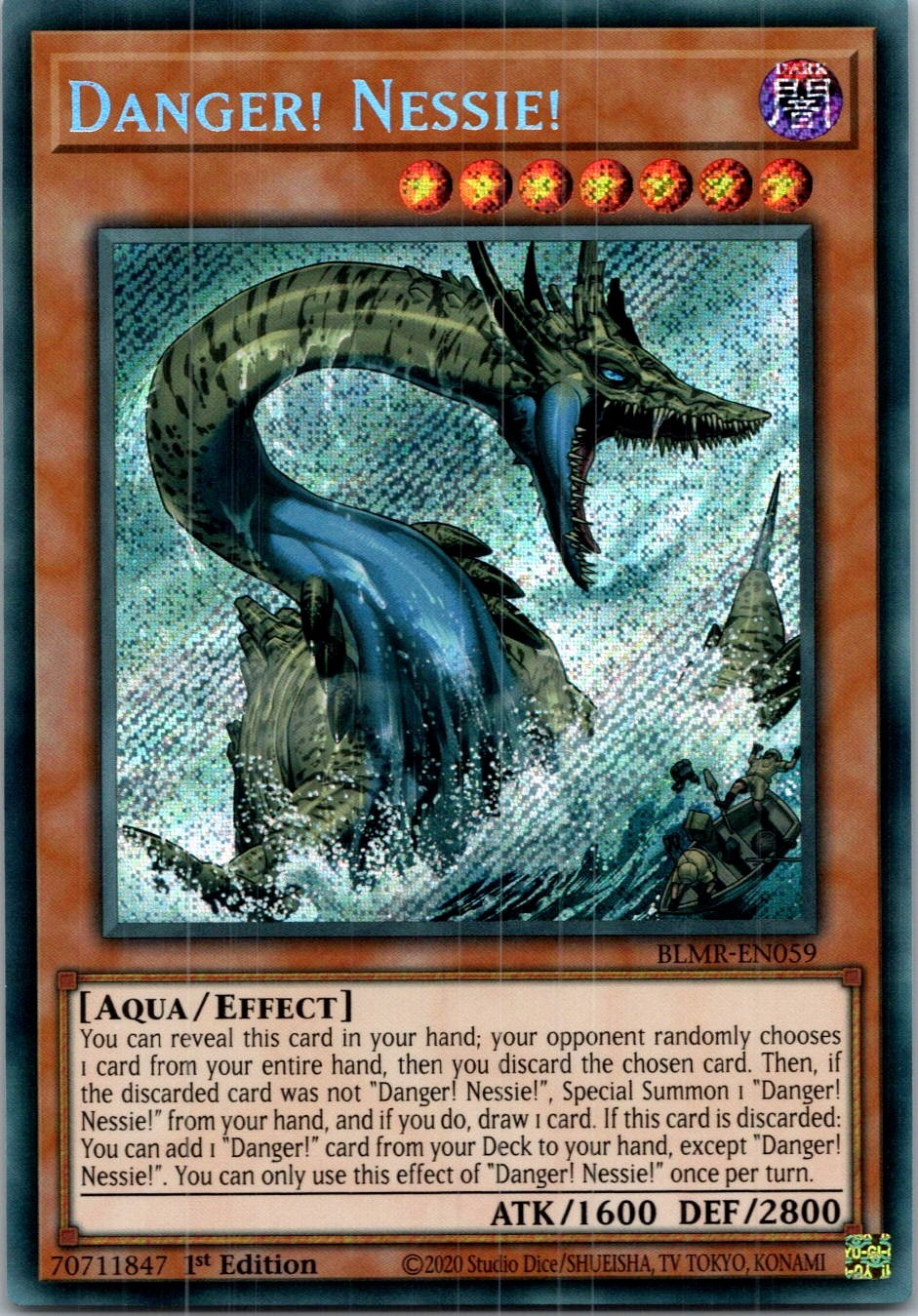Yugioh Danger! Nessie! BLMR-EN059 1st Edition Secret Rare NM
