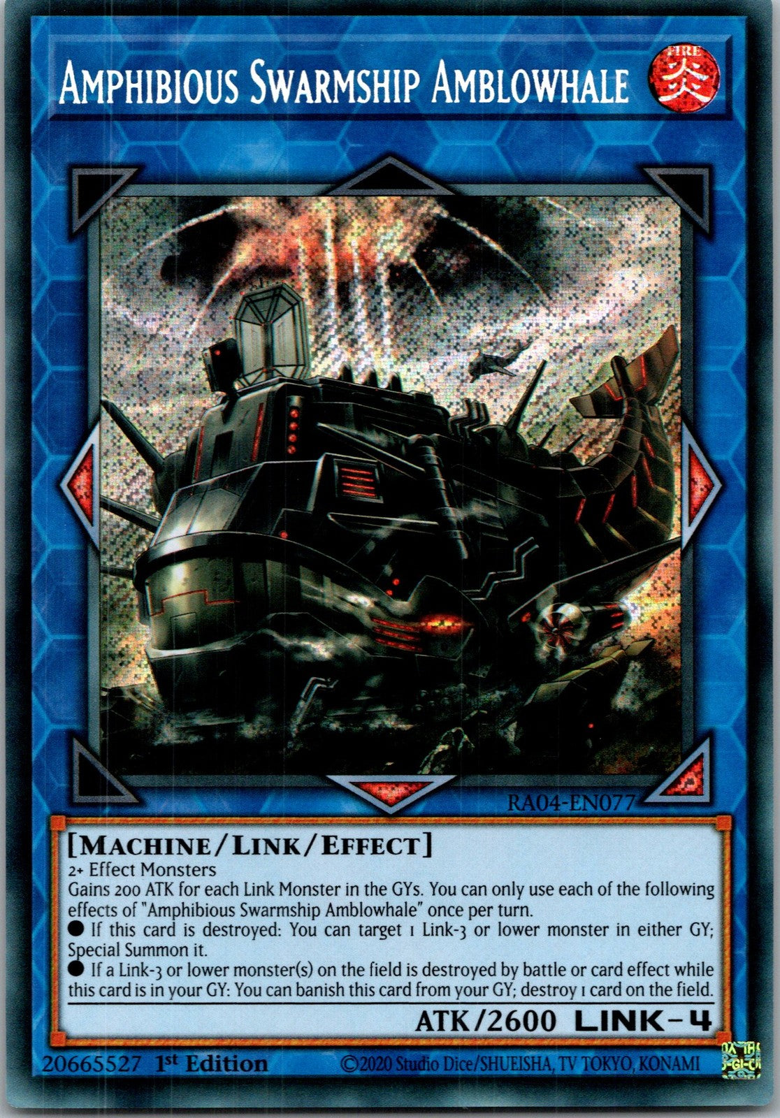 Yugioh Amphibious Swarmship Amblowhale RA04-EN077 1st Edition Secret Rare NM