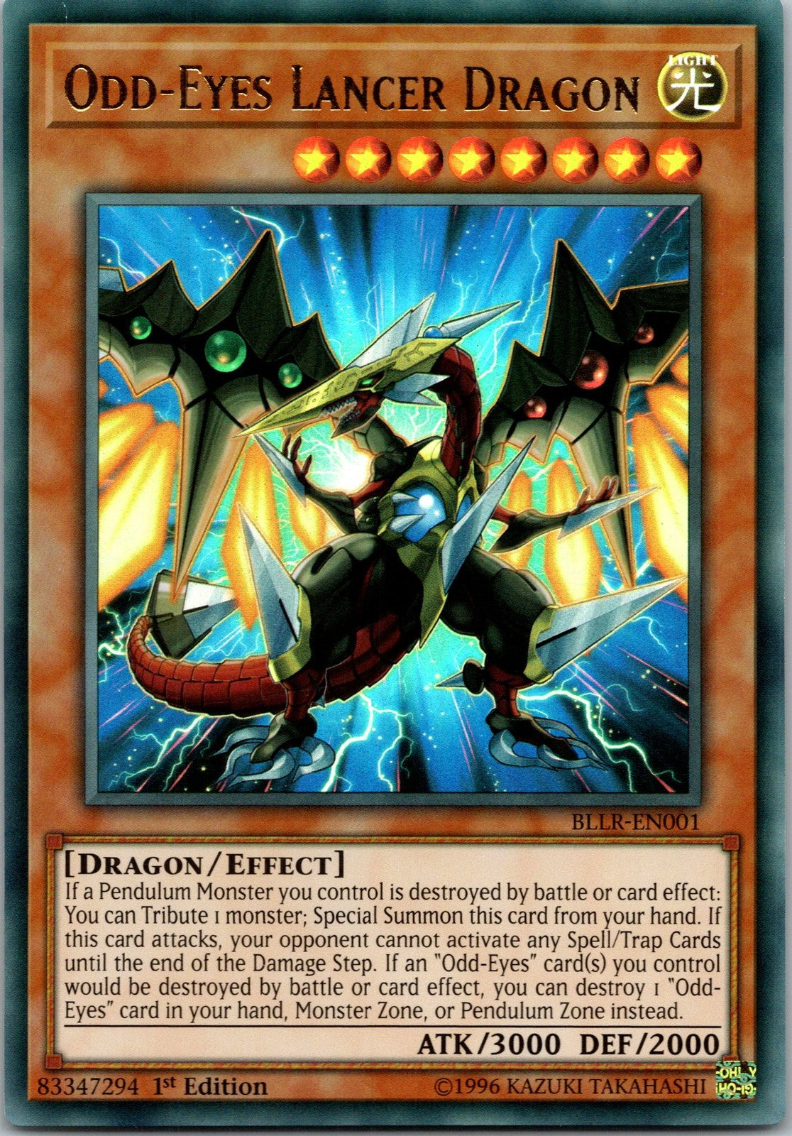 Yugioh Odd-Eyes Lancer Dragon BLLR-EN001 1st Edition Ultra Rare NM