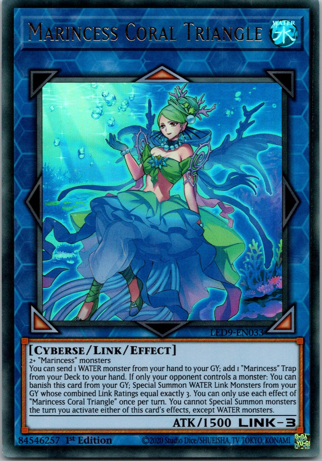 Yugioh Marincess Coral Triangle LED9-EN033 1st Edition Ultra Rare NM