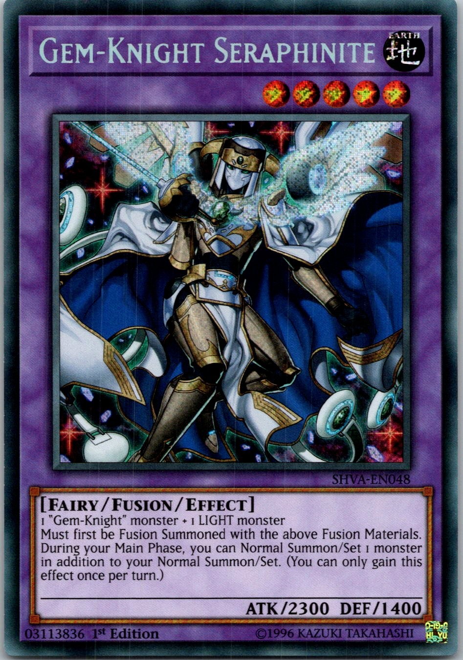 Yugioh Gem-Knight Seraphinite SHVA-EN048 1st Edition Secret Rare NM
