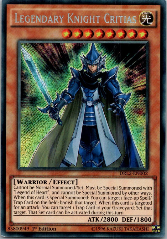 Yugioh Legendary Knight Critias DRL2-EN002 1st Edition Secret Rare NM