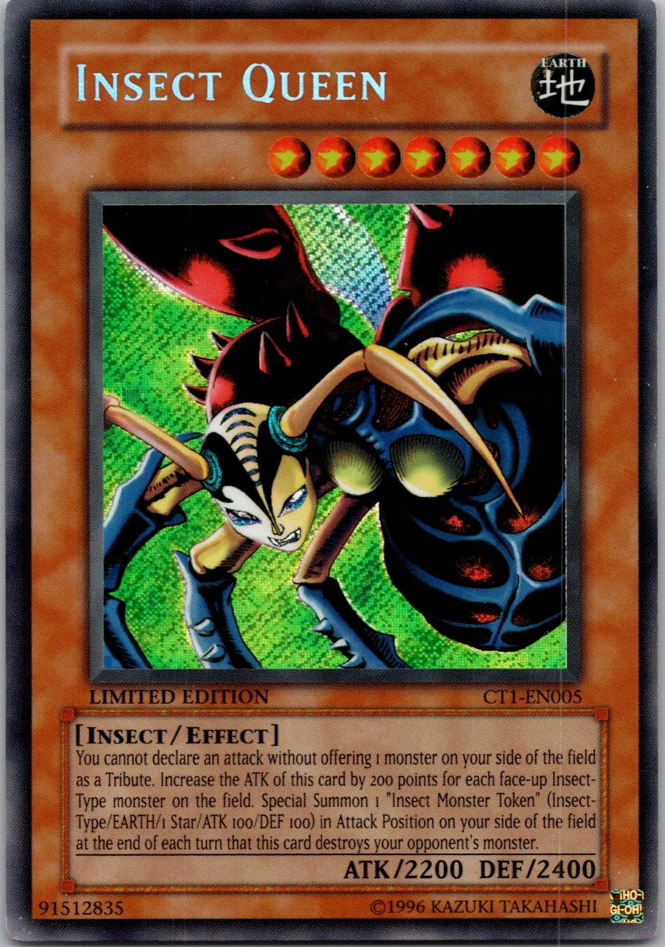 Yugioh Insect Queen CT1-EN005 Limited Edition Secret Rare NM