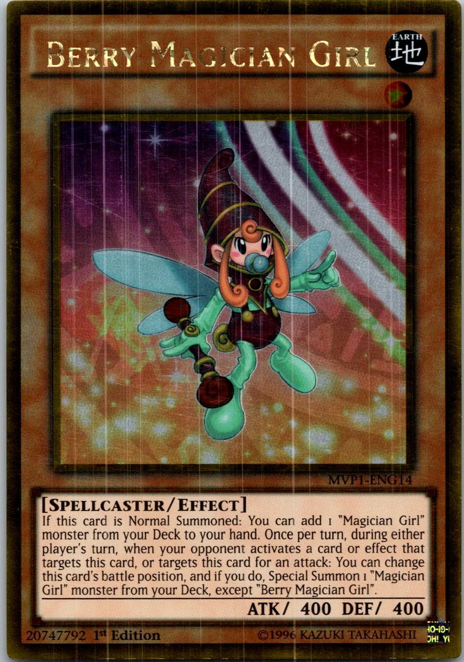 Yugioh Berry Magician Girl MVP1-ENG14 1st Edition Gold Rare NM