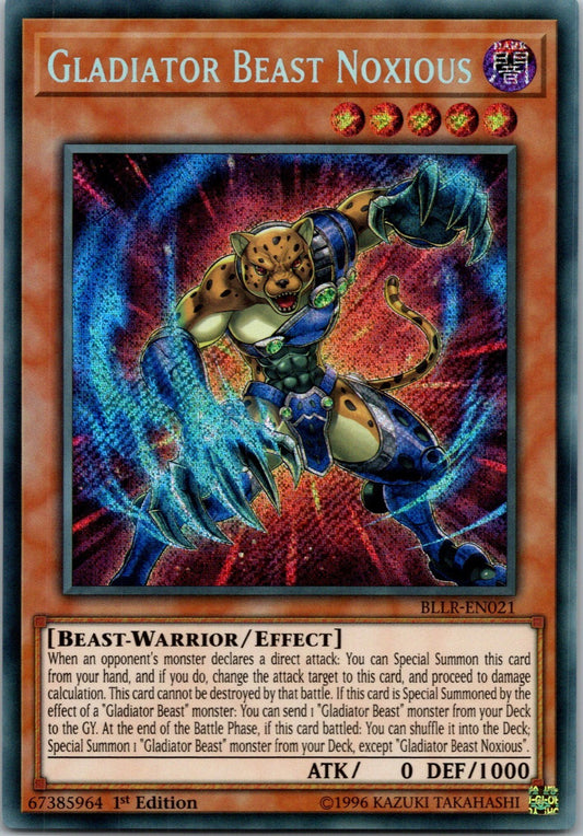 Yugioh Gladiator Beast Noxious BLLR-EN021 1st Edition Secret Rare NM