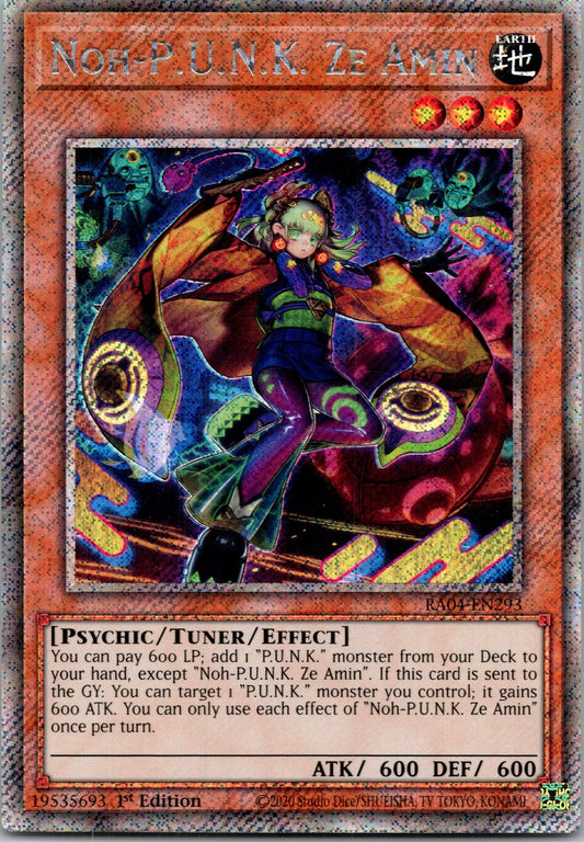 Yugioh Noh-P.U.N.K. Ze Amin RA04-EN293 1st Edition Platinum Secret Rare NM