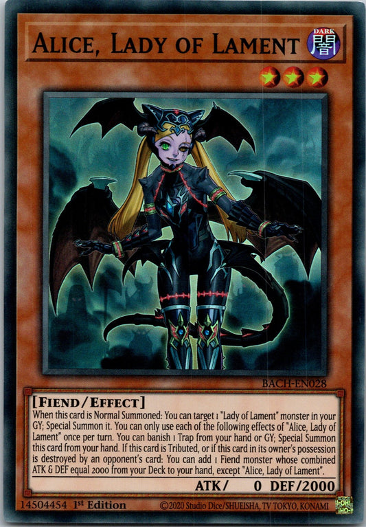 Yugioh Alice, Lady of Lament BACH-EN028 1st Edition Super Rare NM