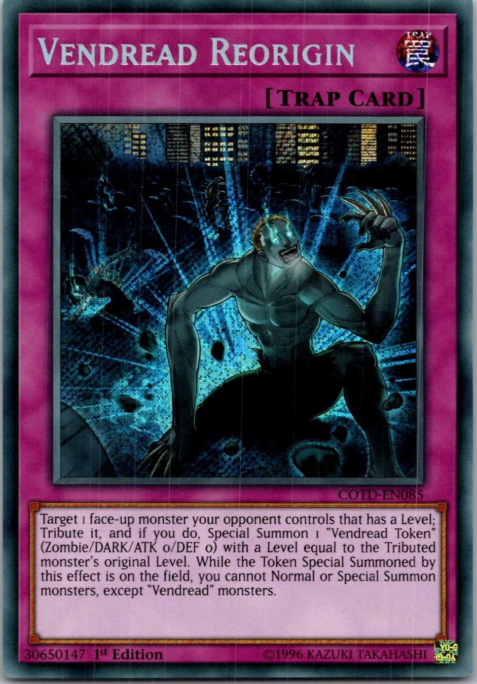 Yugioh Vendread Reorigin COTD-EN085 1st Edition Secret Rare NM