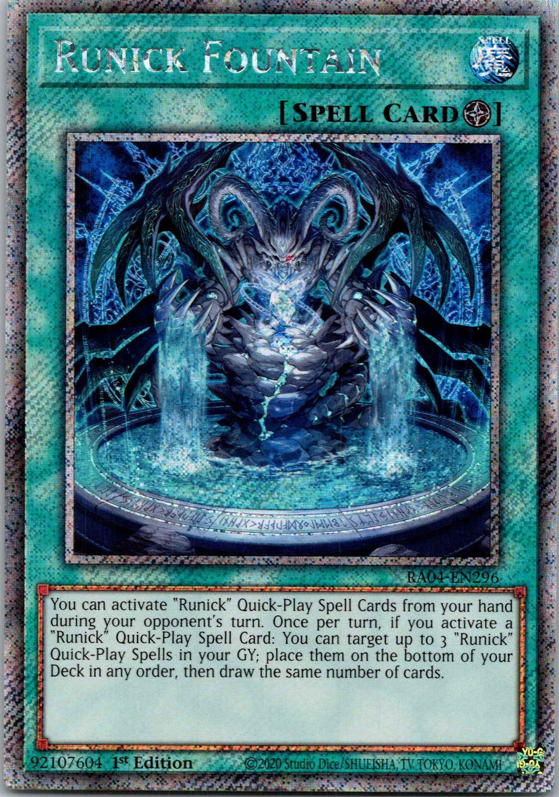 Yugioh Runick Fountain RA04-EN296 1st Edition Platinum Secret Rare NM