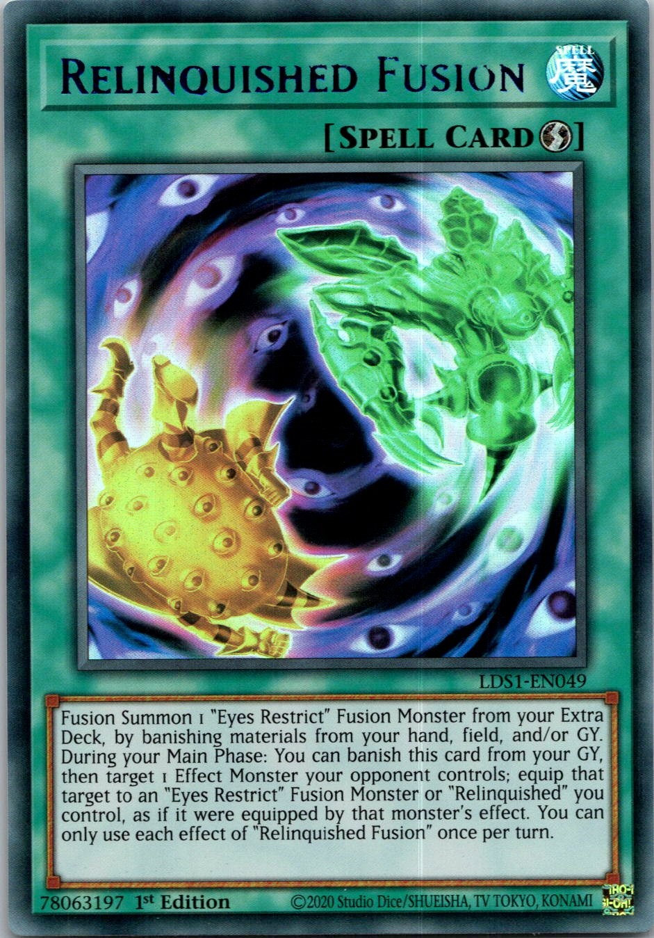 Yugioh Relinquished Fusion (Blue) LDS1-EN049 1st Edition Ultra Rare NM