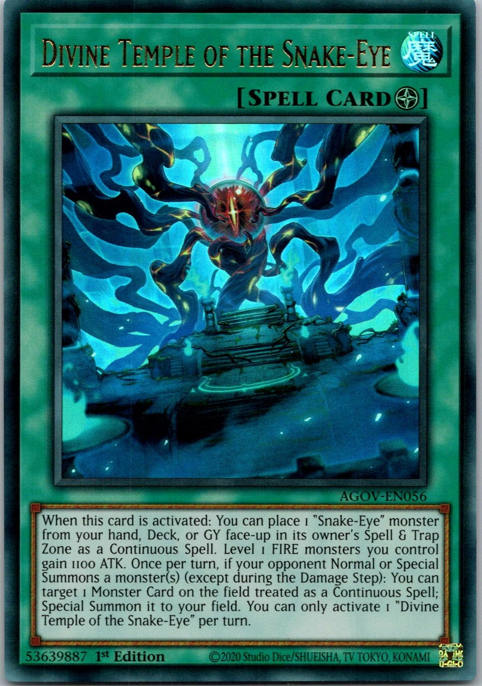 Yugioh Divine Temple of the Snake-Eye AGOV-EN056 1st Edition Ultra Rare NM