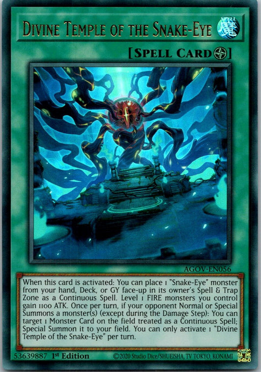 Yugioh Divine Temple of the Snake-Eye AGOV-EN056 1st Edition Ultra Rare NM