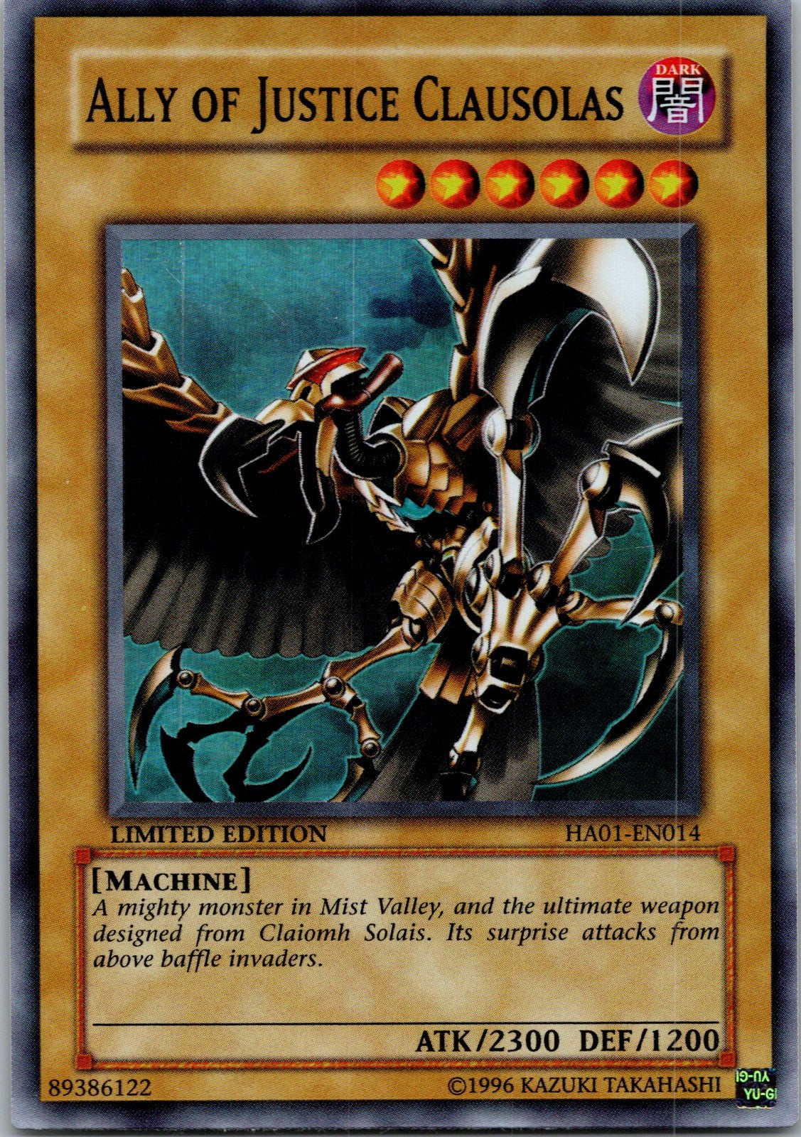 Yugioh Ally of Justice Clausolas HA01-EN014 Limited Edition Super Rare NM