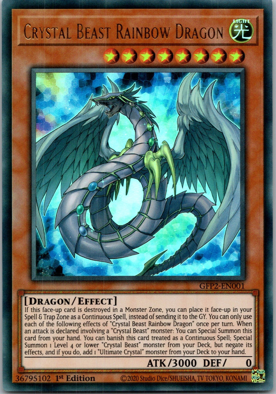 Yugioh Crystal Beast Rainbow Dragon GFP2-EN001 1st Edition Ultra Rare NM