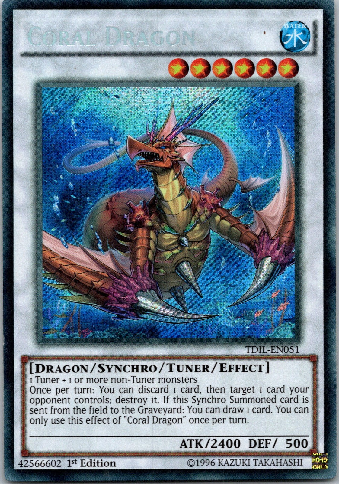 Yugioh Coral Dragon TDIL-EN051 1st Edition Secret Rare NM