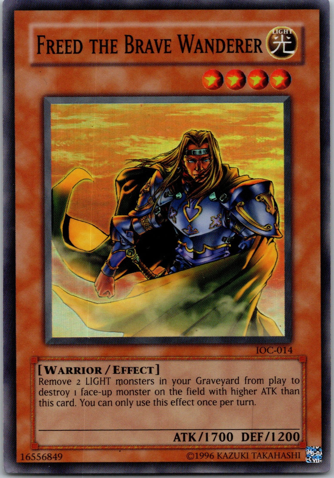 Yugioh Freed the Brave Wanderer IOC-014 OG Print Super Rare NM