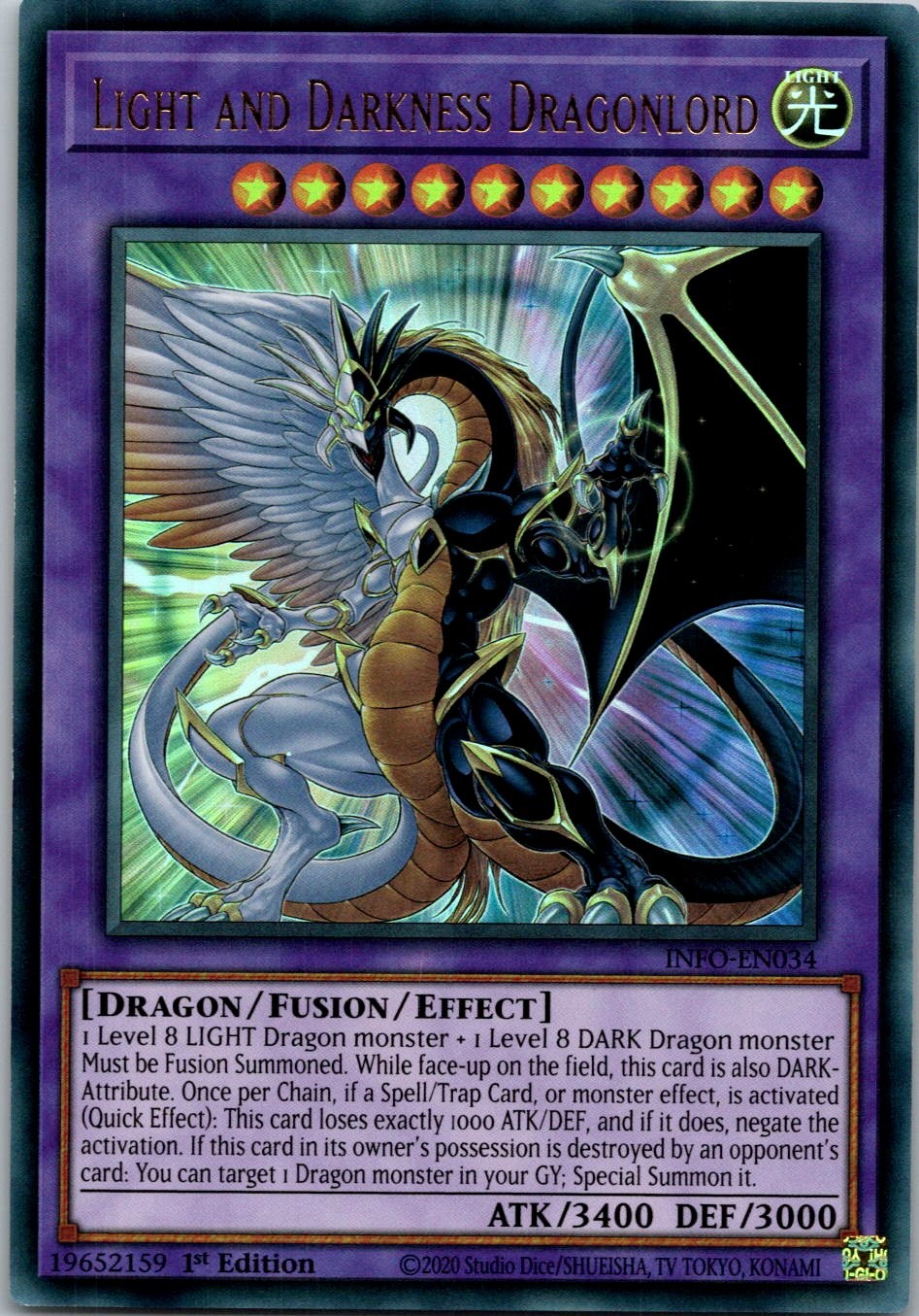 Yugioh Light and Darkness Dragonlord INFO-EN034 1st Edition Ultra Rare NM